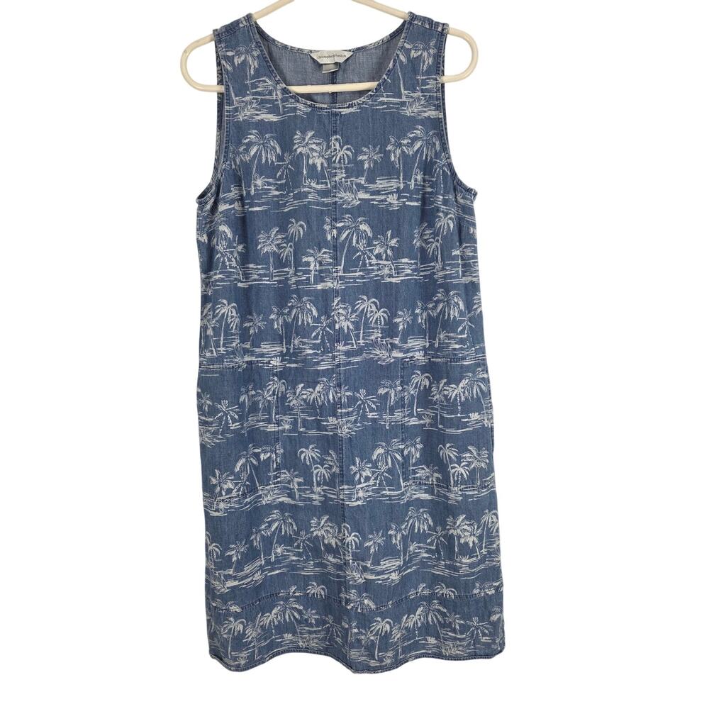 Christopher & Banks Tropical Print Cotton Midi Dress M Womens Beach Vacation